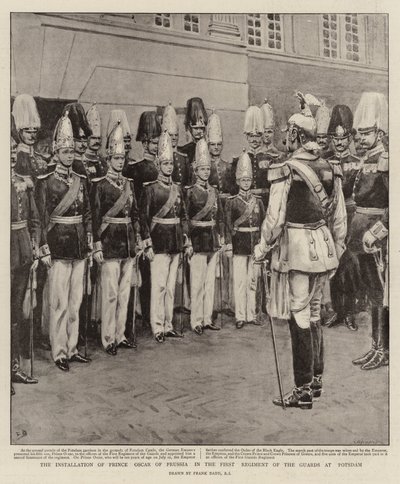 La Instalación del Príncipe Oscar de Prusia en el Primer Regimiento de la Guardia en Potsdam de Frank Dadd